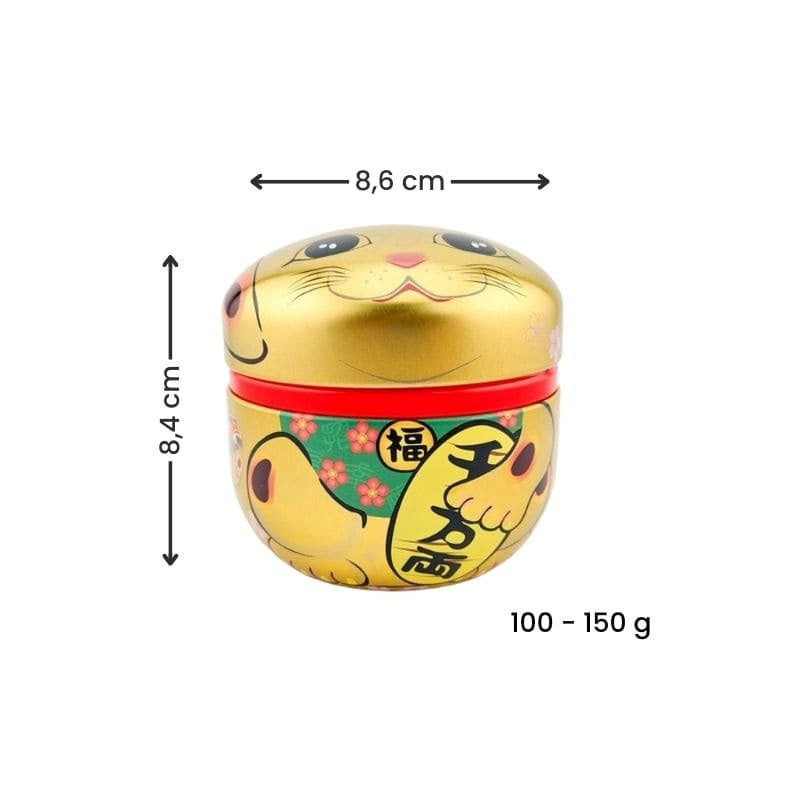 Maneki Neko teæske i guld og metal