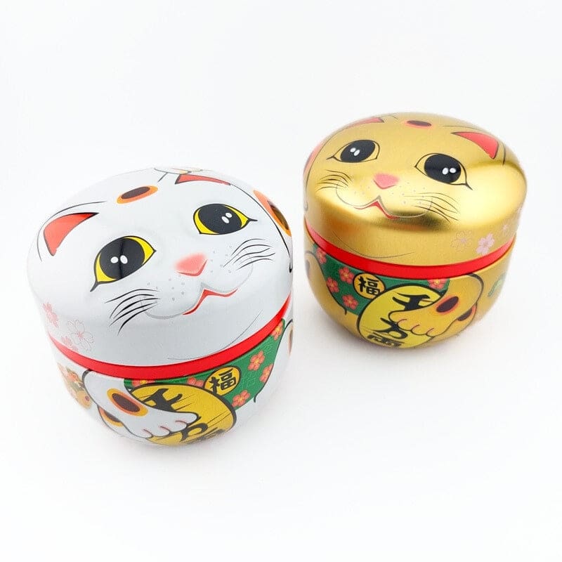 Maneki Neko teæske i guld og metal