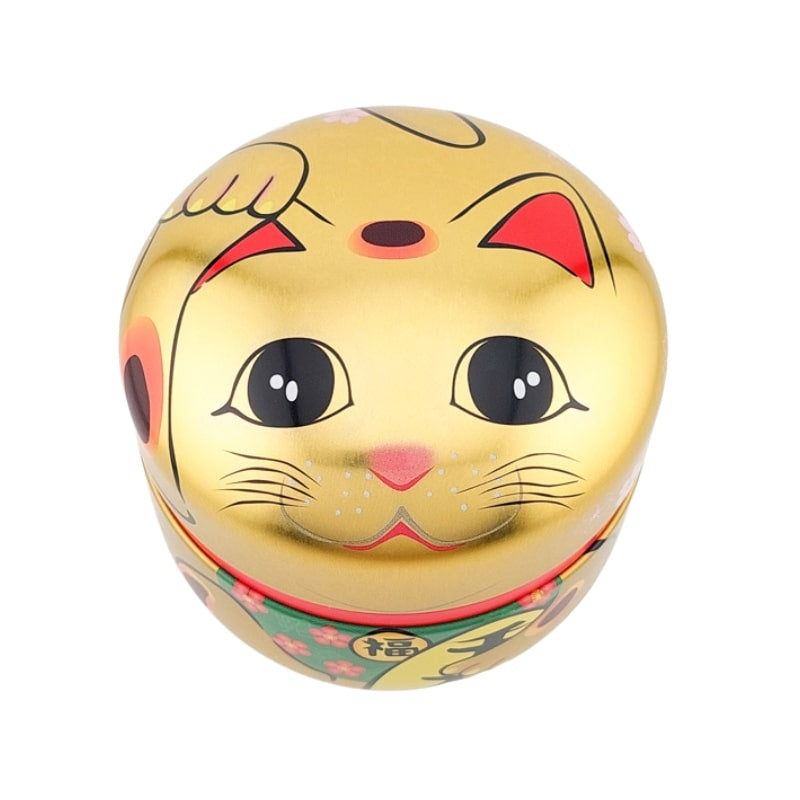 Maneki Neko teæske i guld og metal