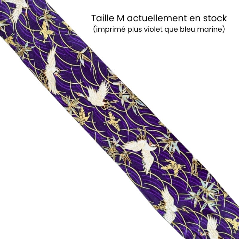 Marineblåt obi-bælte med tsuru-design M