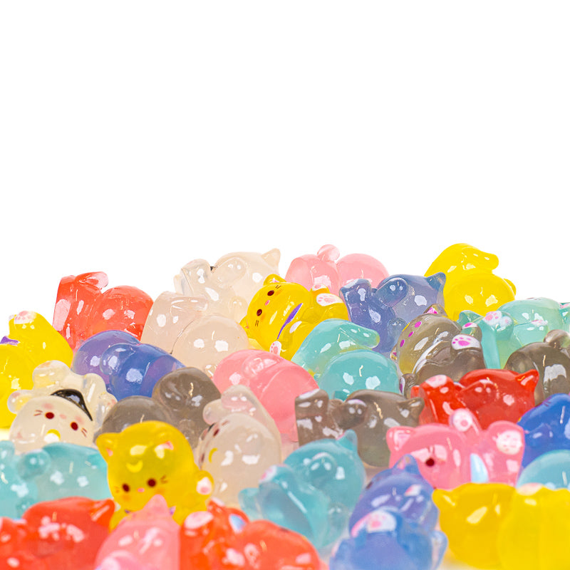 Mini Figur - Farverig Selvlysende Kat