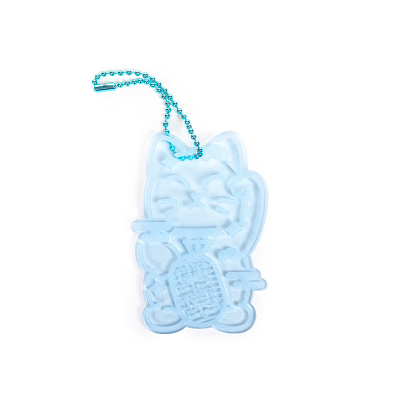 Nøglering - Fluorescerende Blå Maneki Neko