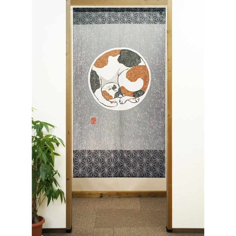 Noren japansk kat Asanoha 85 x 150 cm