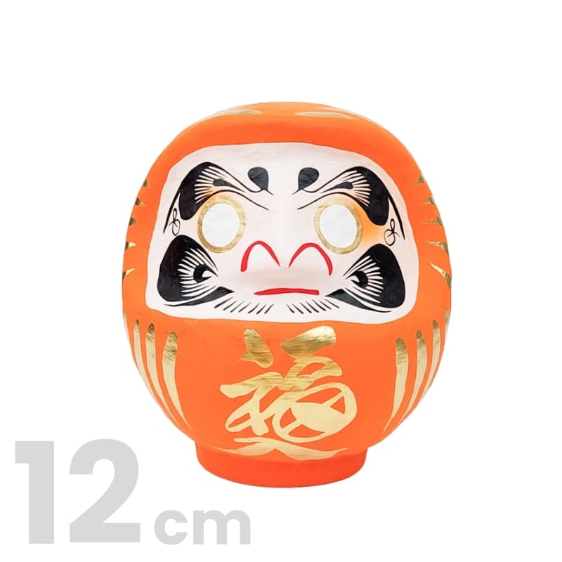 Orange japansk daruma - 9 til 15 cm 12 cm