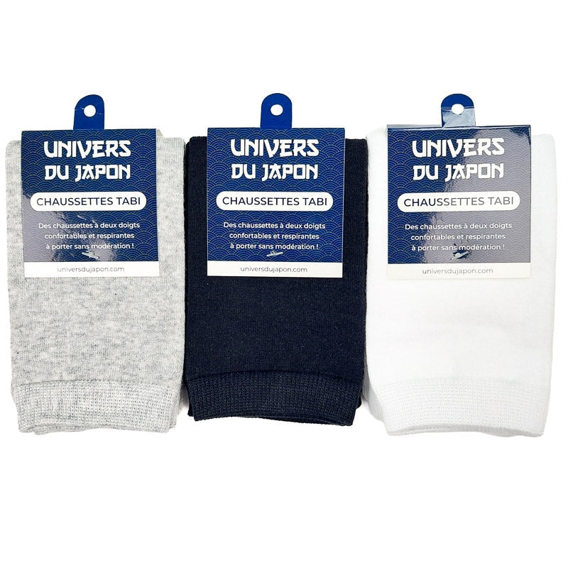 Pakke med 3 par japanske Tabi-strømper EU 37-43