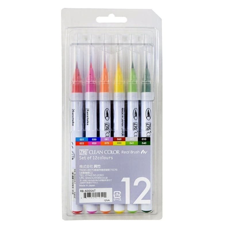 Sæt med 12 ZIG Extra-Fine Brush Pens