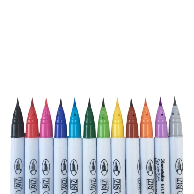 Sæt med 12 ZIG Extra-Fine Brush Pens