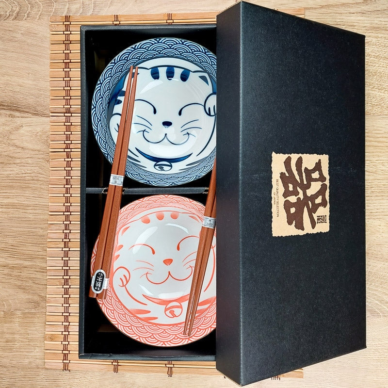 Sæt med 2 japanske katteskåle