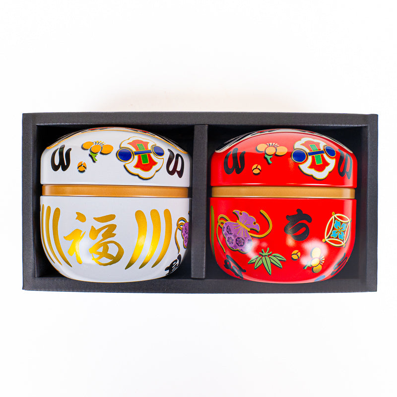 Sæt med 2 Tedåser i Metal - Daruma