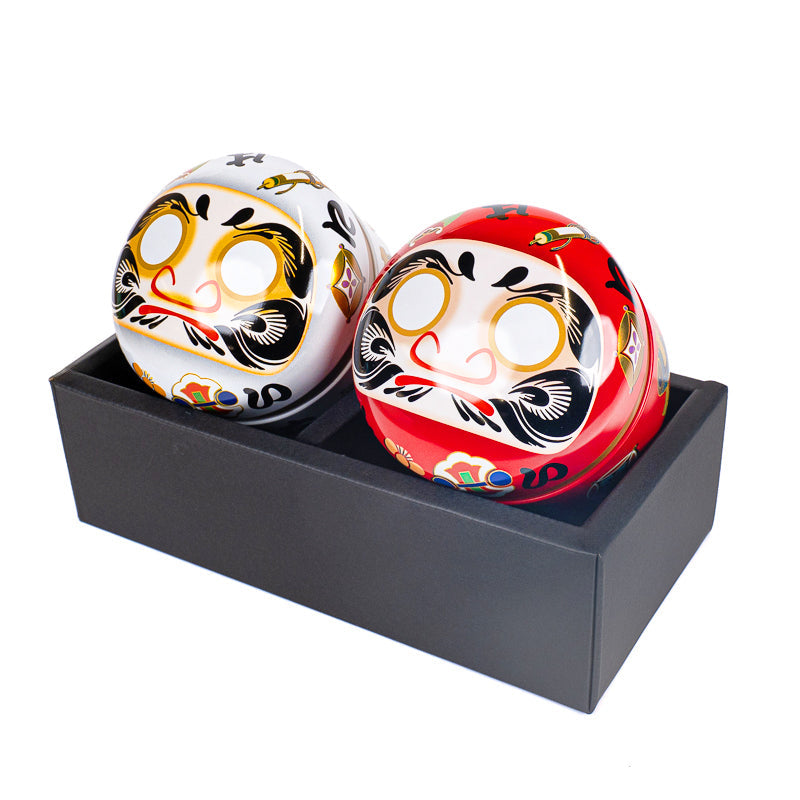 Sæt med 2 Tedåser i Metal - Daruma