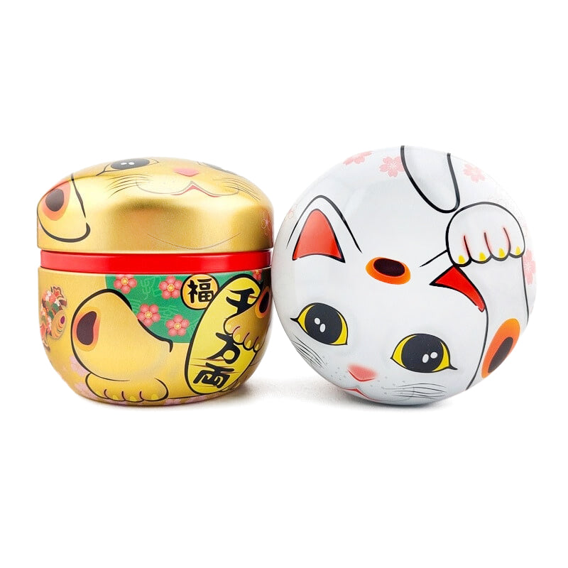 Sæt med 2 Tedåser i Metal - Maneki Neko