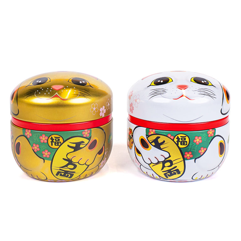 Sæt med 2 Tedåser i Metal - Maneki Neko