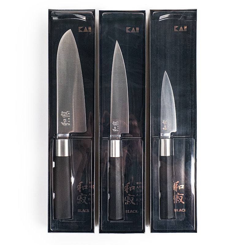 Sæt med 3 KAI Wasabi Black japanske knive