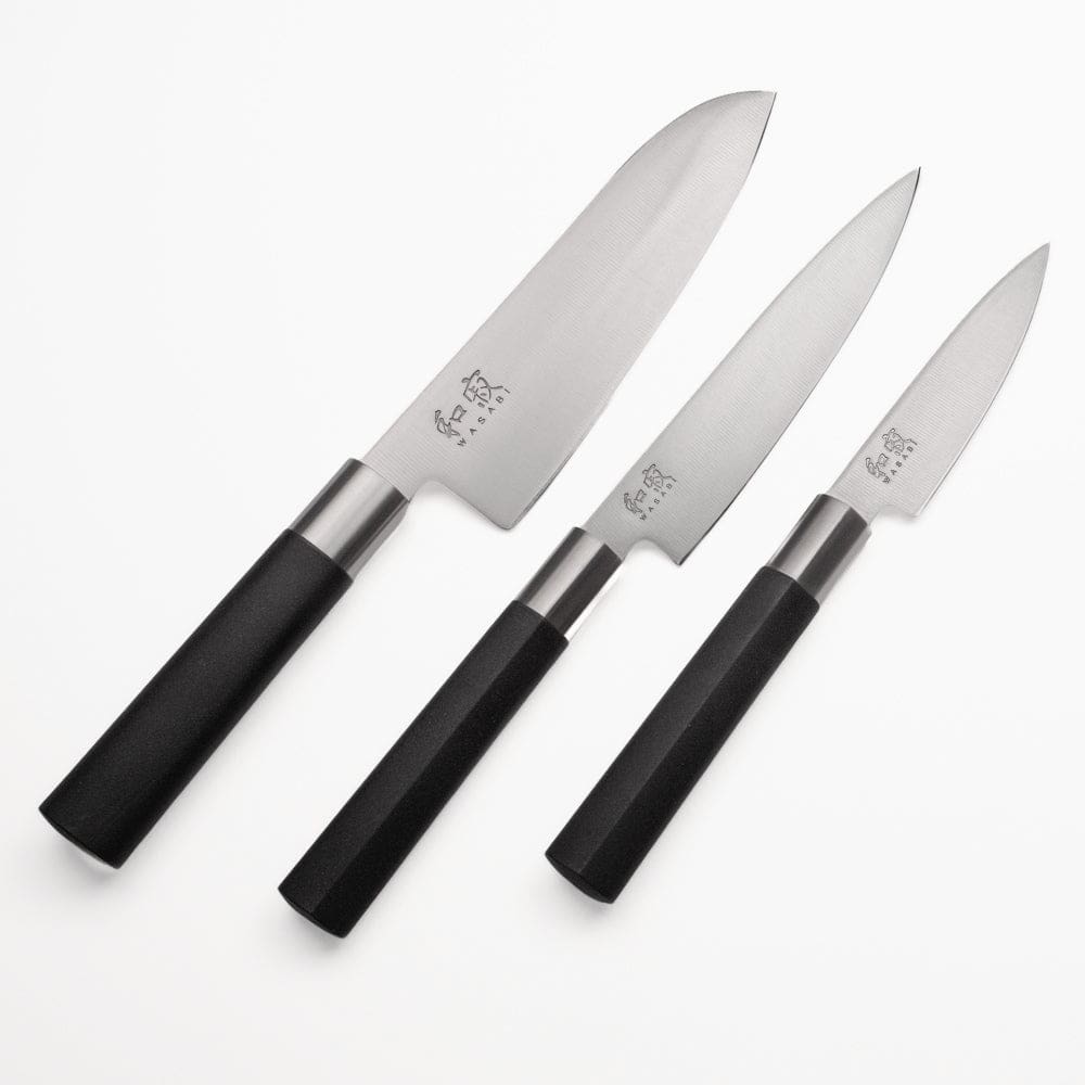 Sæt med 3 KAI Wasabi Black japanske knive