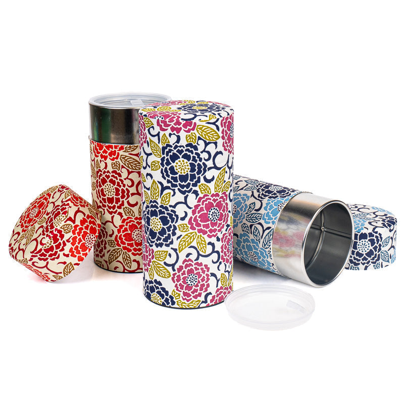 Sæt med 3 Tedåser med Washi-papir - Blomster