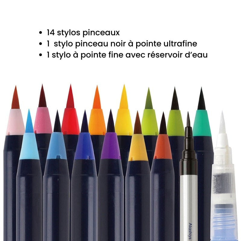 Sæt med akvarelpen og pensel