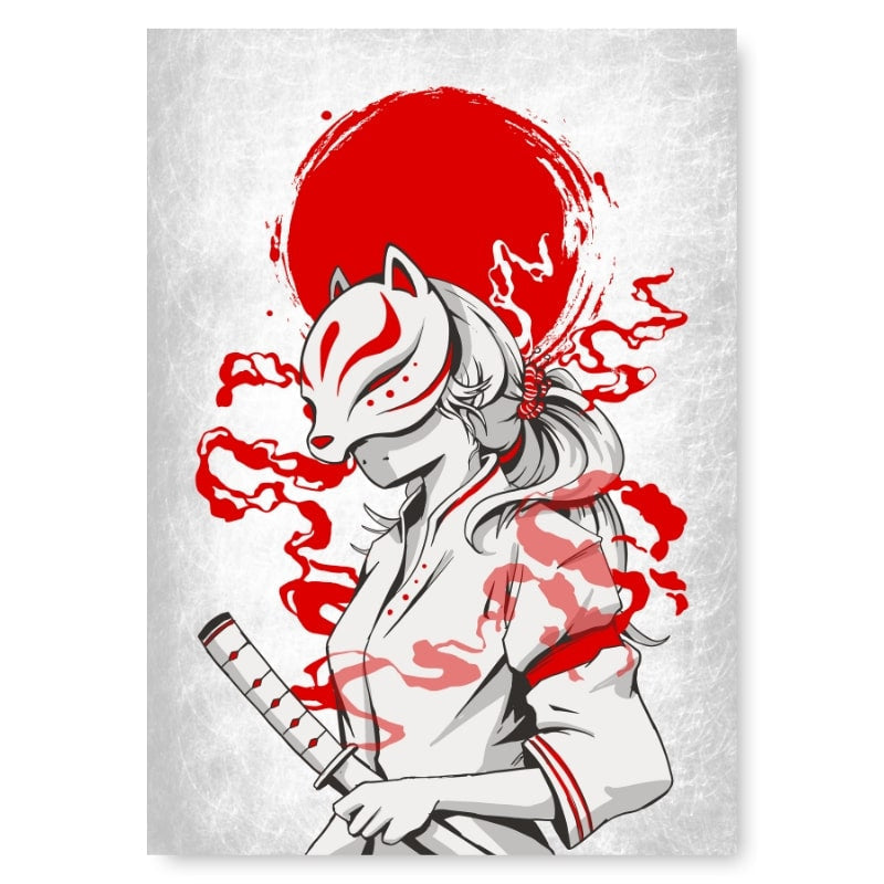 Samurai Kitsune japansk plakat A3