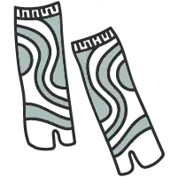 Sort-hvide abstrakte mønstrede leggings.