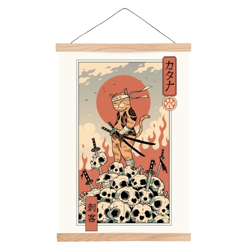 Ukiyo-e Neko Assassin japansk plakat A3
