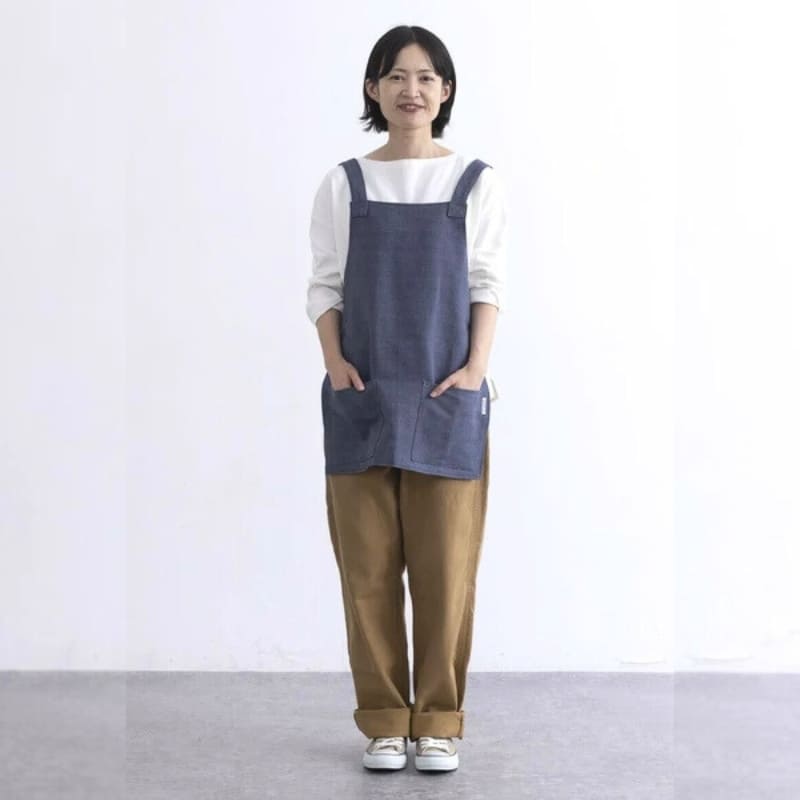 Unisex blåt kort japansk forklæde
