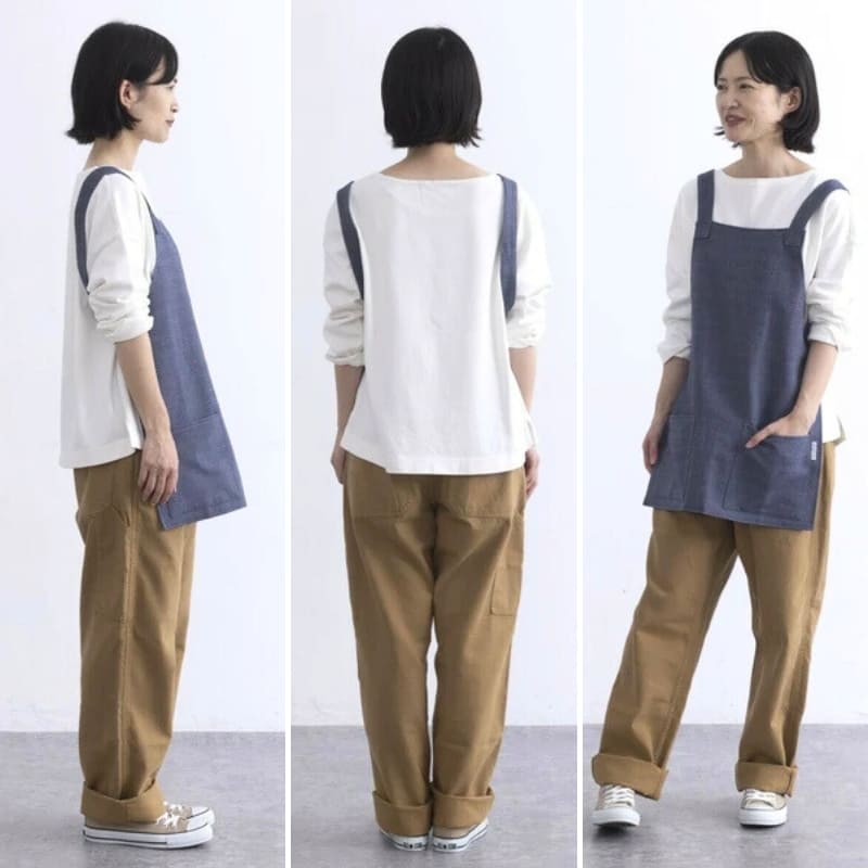 Unisex blåt kort japansk forklæde
