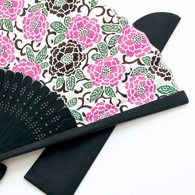 Yuzen Botan Pink japansk vifte
