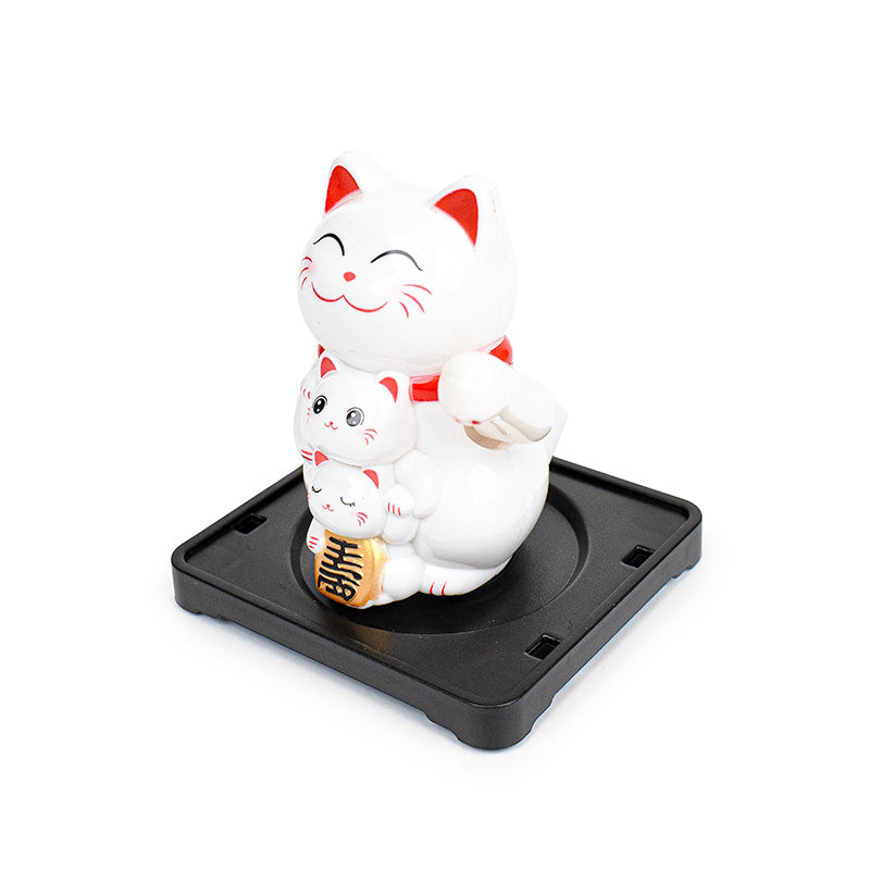 Bevægelig Solcelledrevet Maneki Neko Kat - Familie