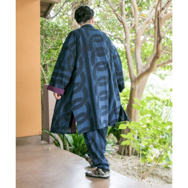 Blå haori-kimono til mænd