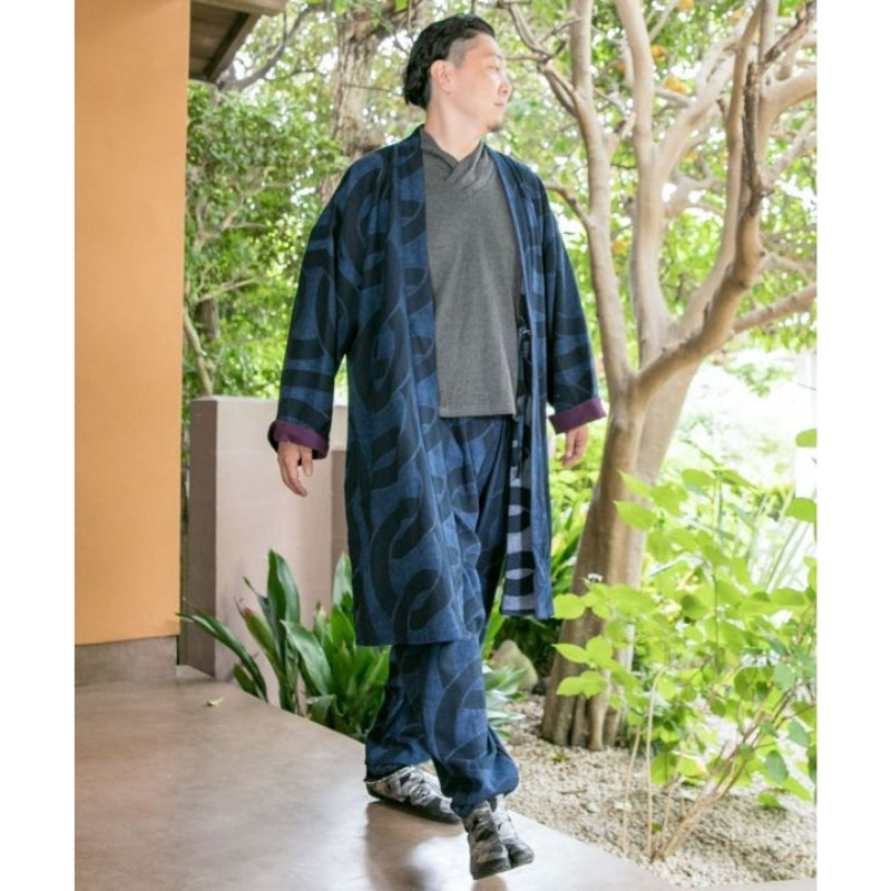 Blå haori-kimono til mænd