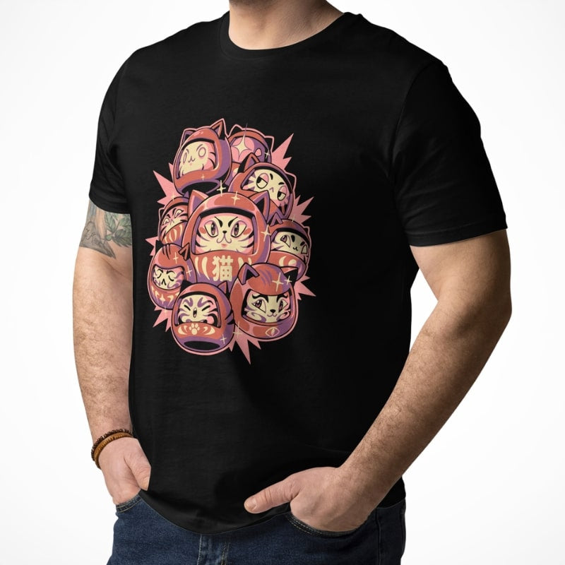 Daruma Cat Japansk T-shirt