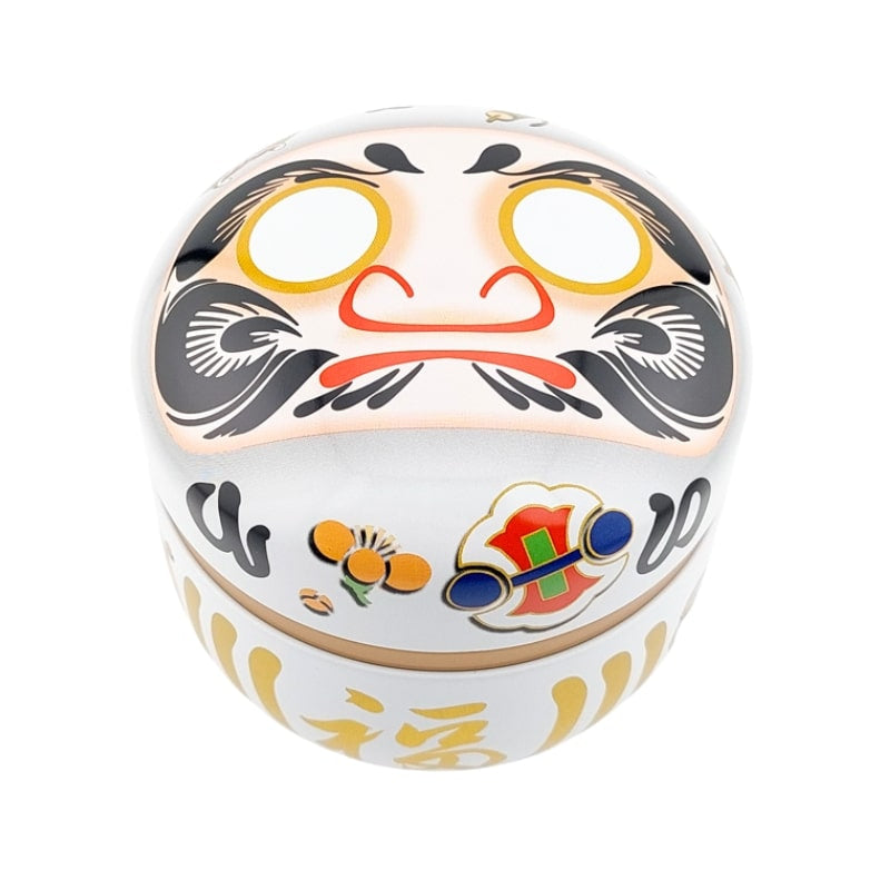 Daruma White Metal Tea Box