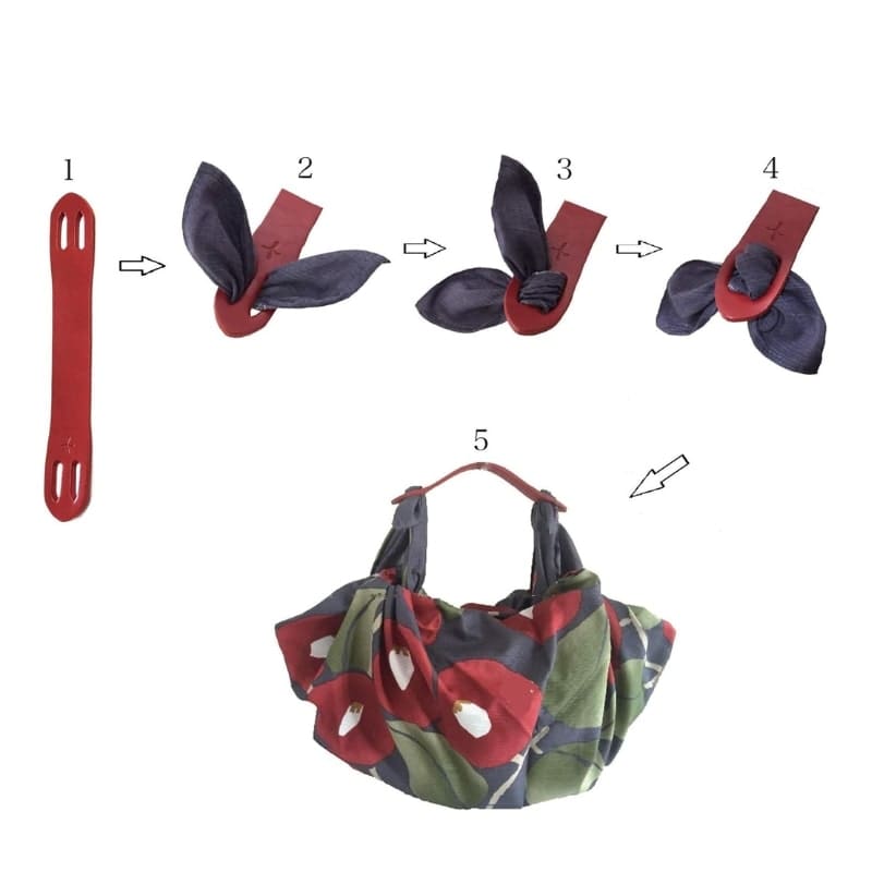 Furoshiki-taske med læderhåndtag
