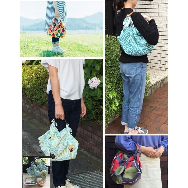 Furoshiki-taske med læderhåndtag