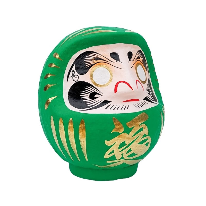 Grøn japansk daruma - 9 til 15 cm