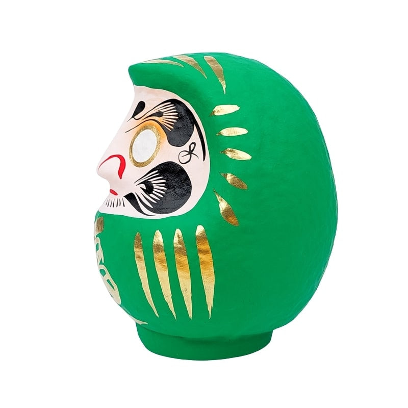 Grøn japansk daruma - 9 til 15 cm
