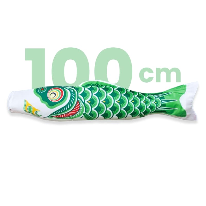 Grøn traditionel japansk koinobori - 100 cm