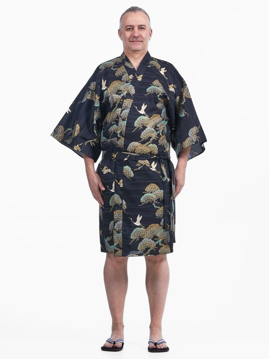 Happi Crane & Pine Kimono til mænd Én størrelse