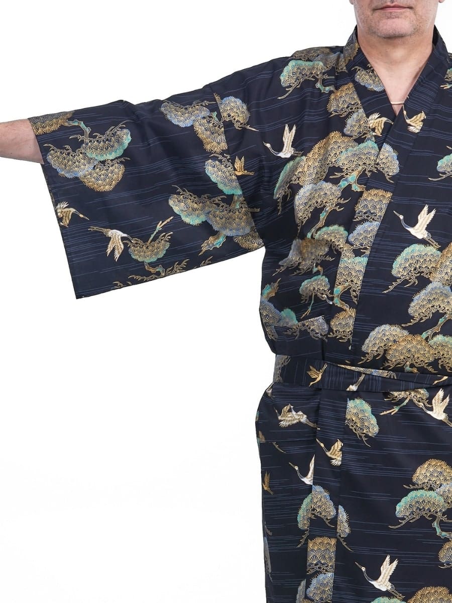 Happi Crane & Pine Kimono til mænd Én størrelse