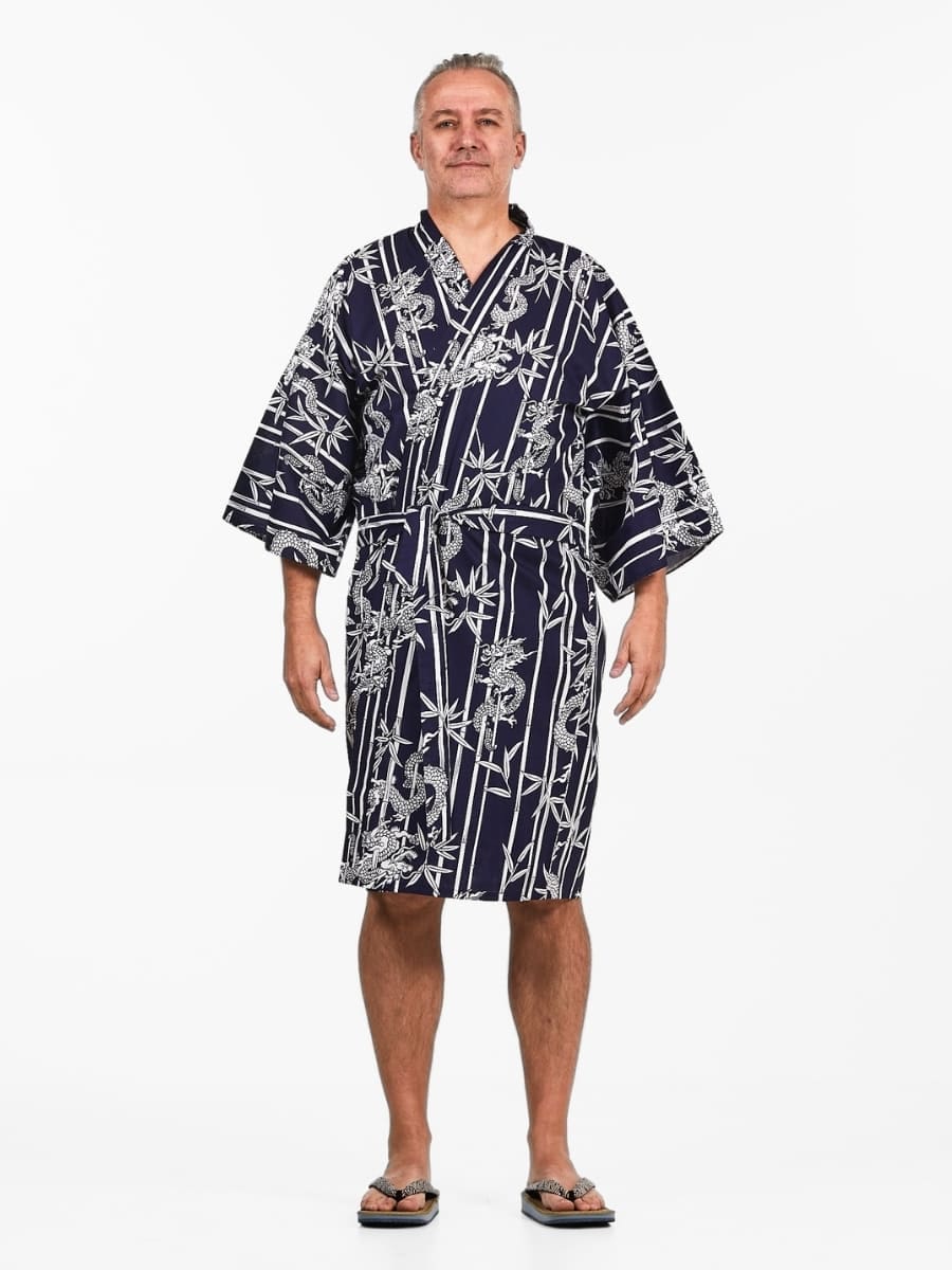 Happi Man bambus- og drage-kimono Én størrelse