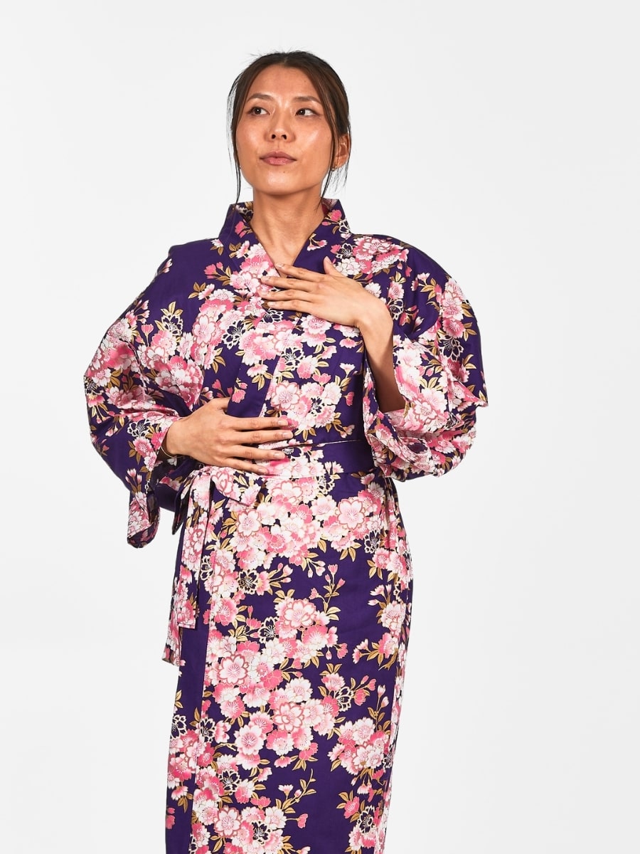 Happi Sakura Flower Kimono til kvinder Én størrelse