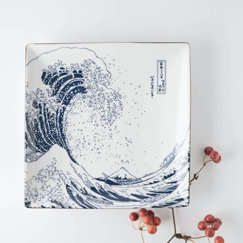 Hokusai japansk firkantet tallerken