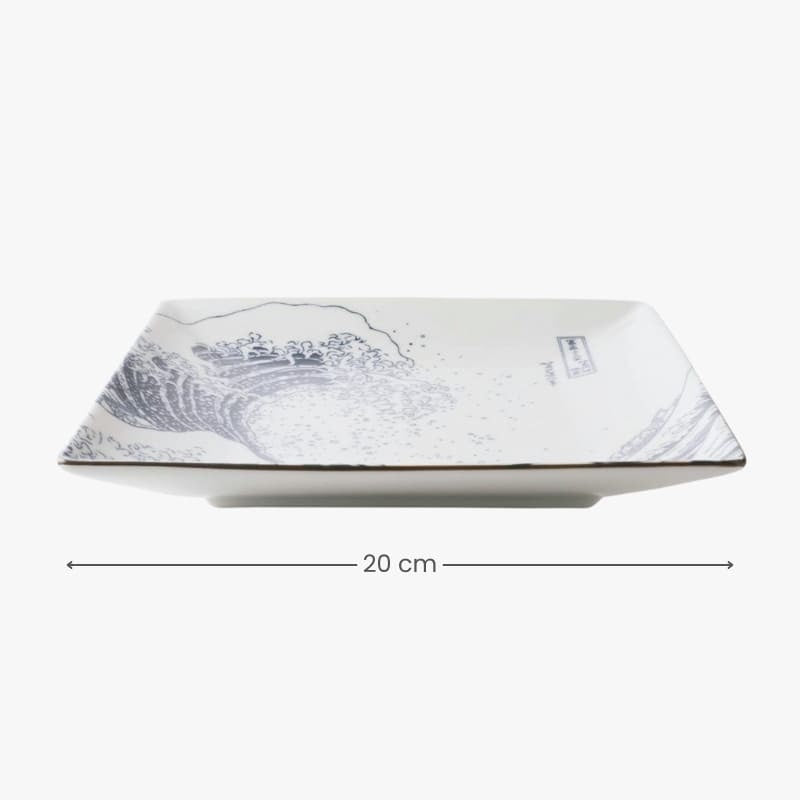 Hokusai japansk firkantet tallerken