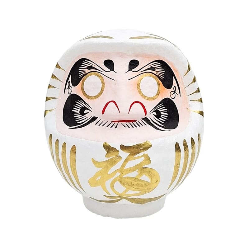 Hvid japansk daruma - 9 til 15 cm