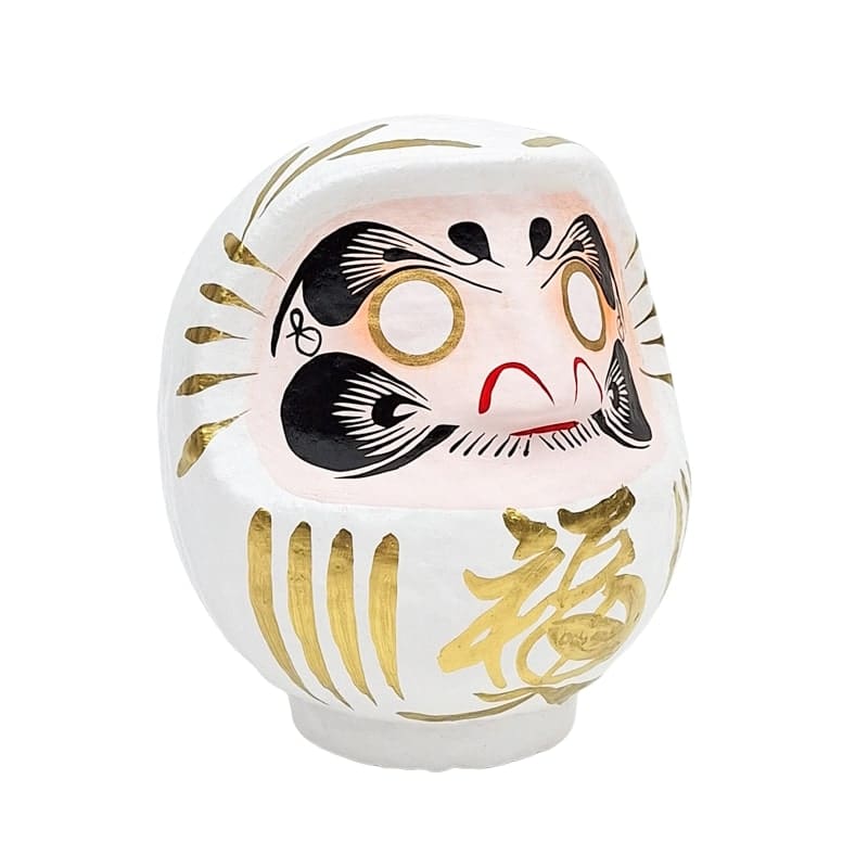 Hvid japansk daruma - 9 til 15 cm