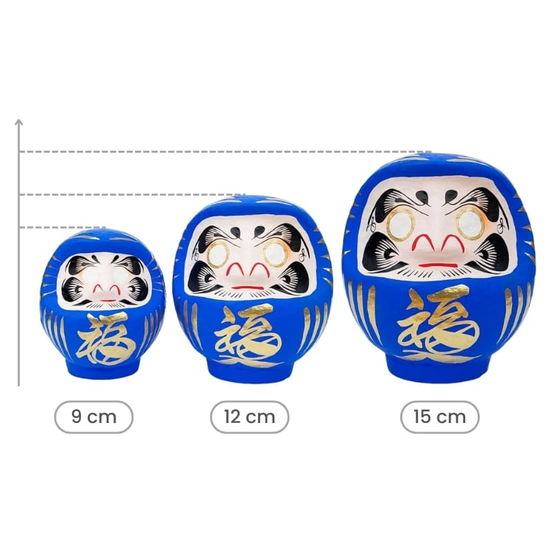 Japansk blå daruma - 9 til 15 cm