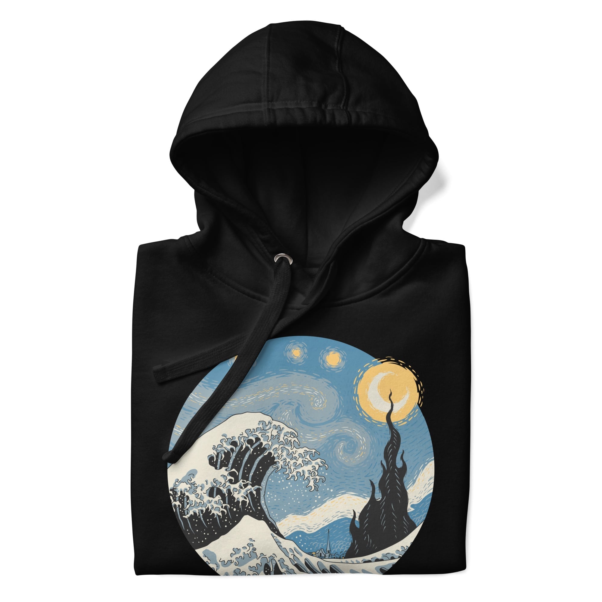 Japansk bølge og stjerneklar nat-sweatshirt