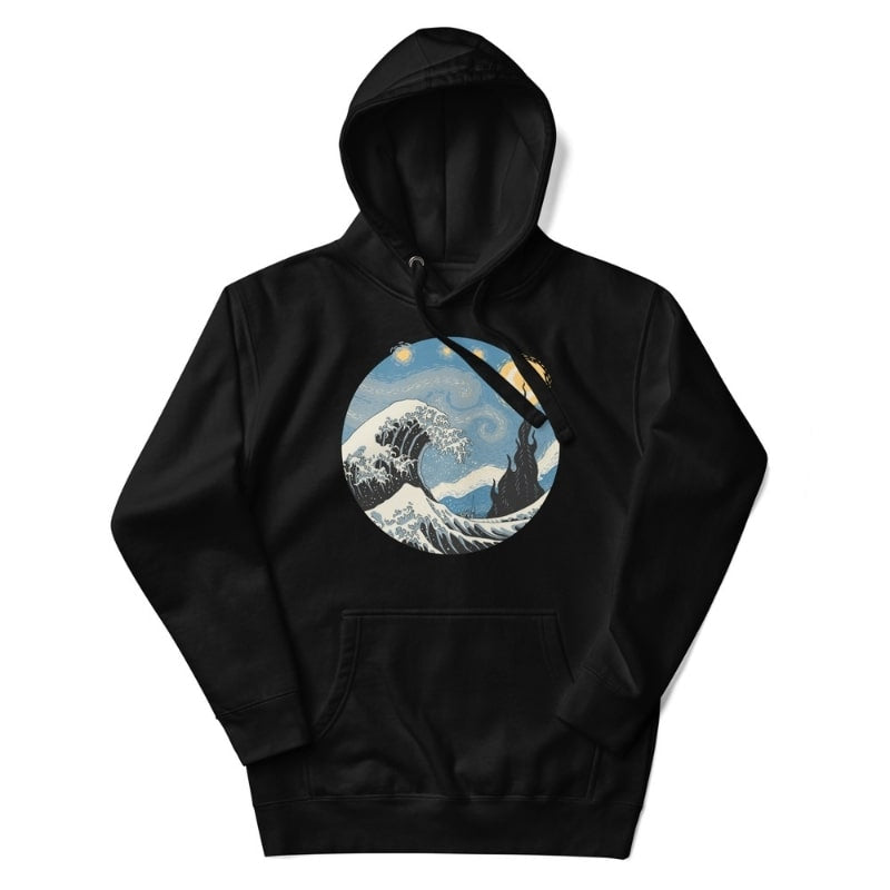 Japansk bølge og stjerneklar nat-sweatshirt S