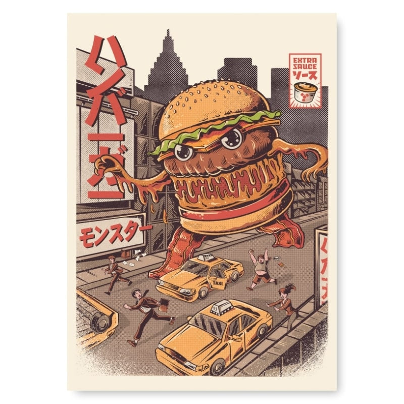 Japansk Burgerzilla-plakat A3