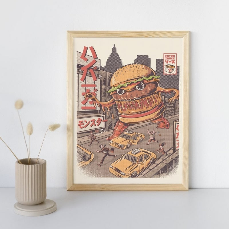 Japansk Burgerzilla-plakat A3