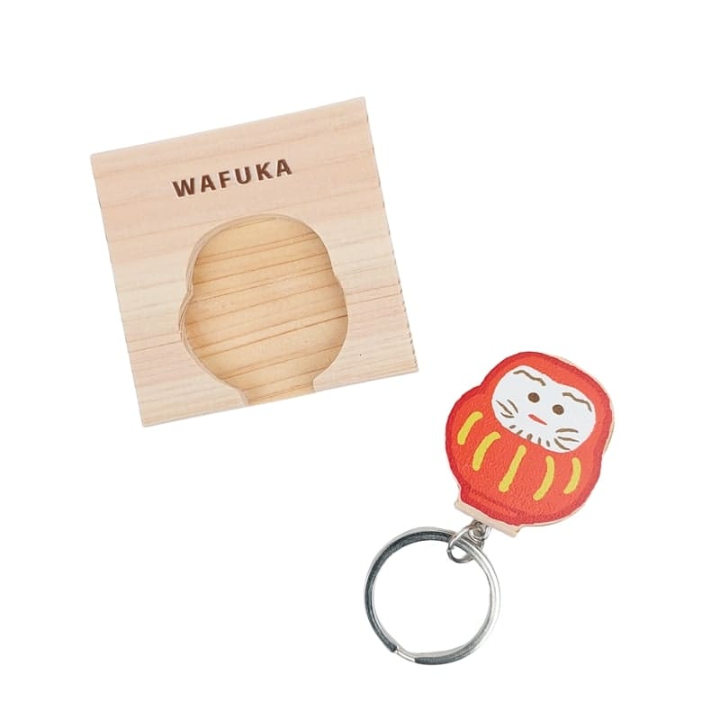 Japansk cypres nøglering Daruma